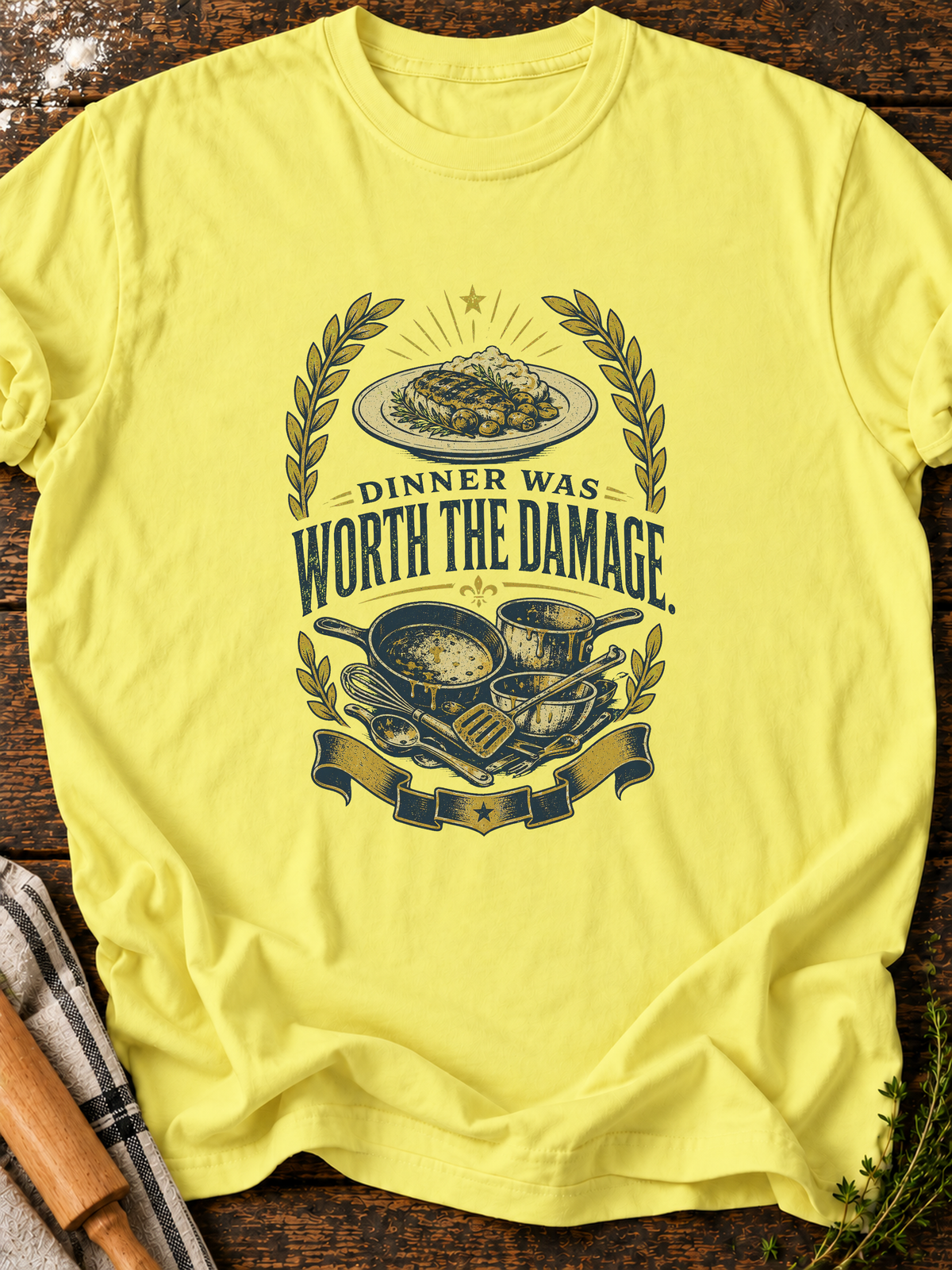 Dinner Damage T-Shirt - Cornsilk