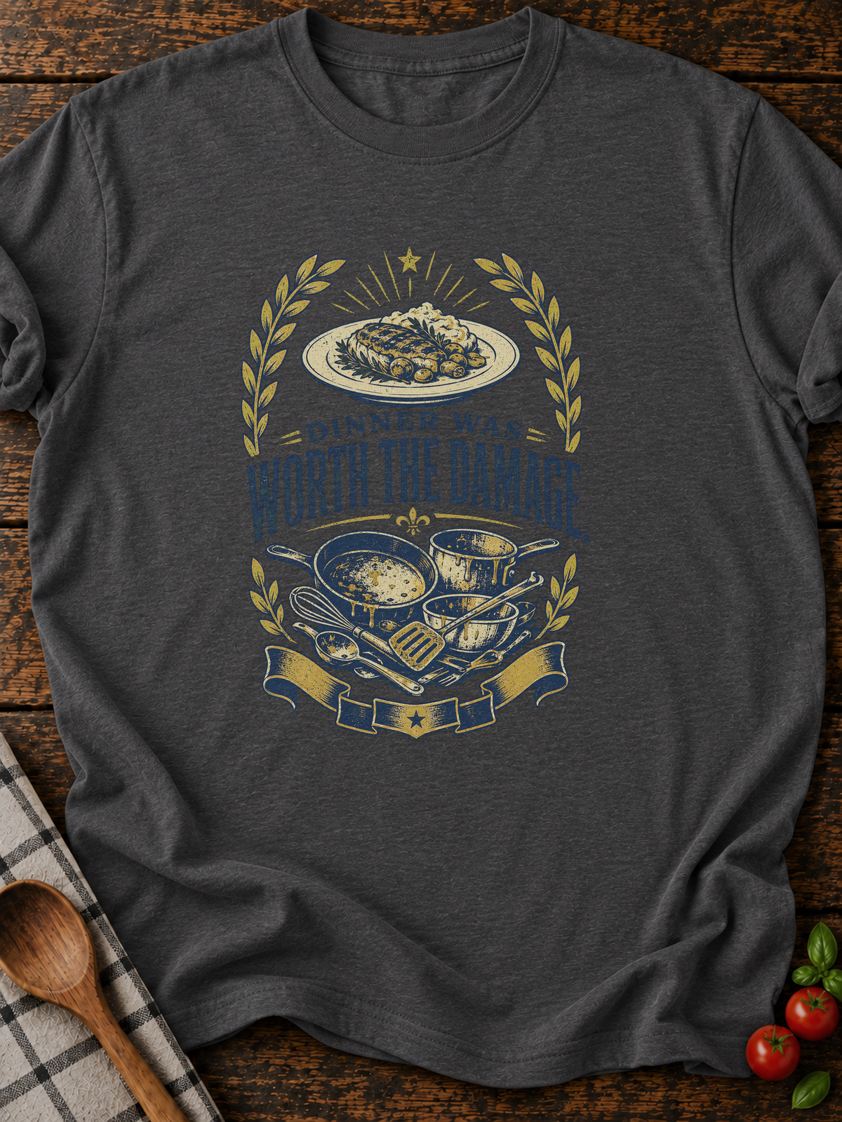 Dinner Damage T-Shirt - Dark Heather