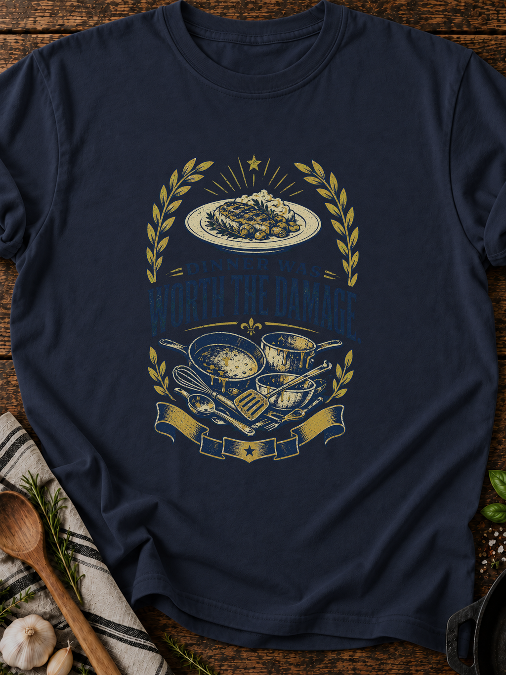 Dinner Damage T-Shirt - Navy