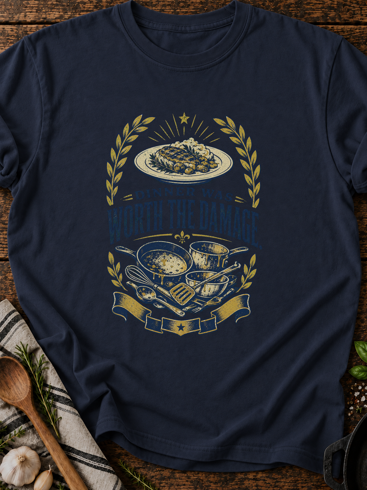 Dinner Damage T-Shirt - Navy