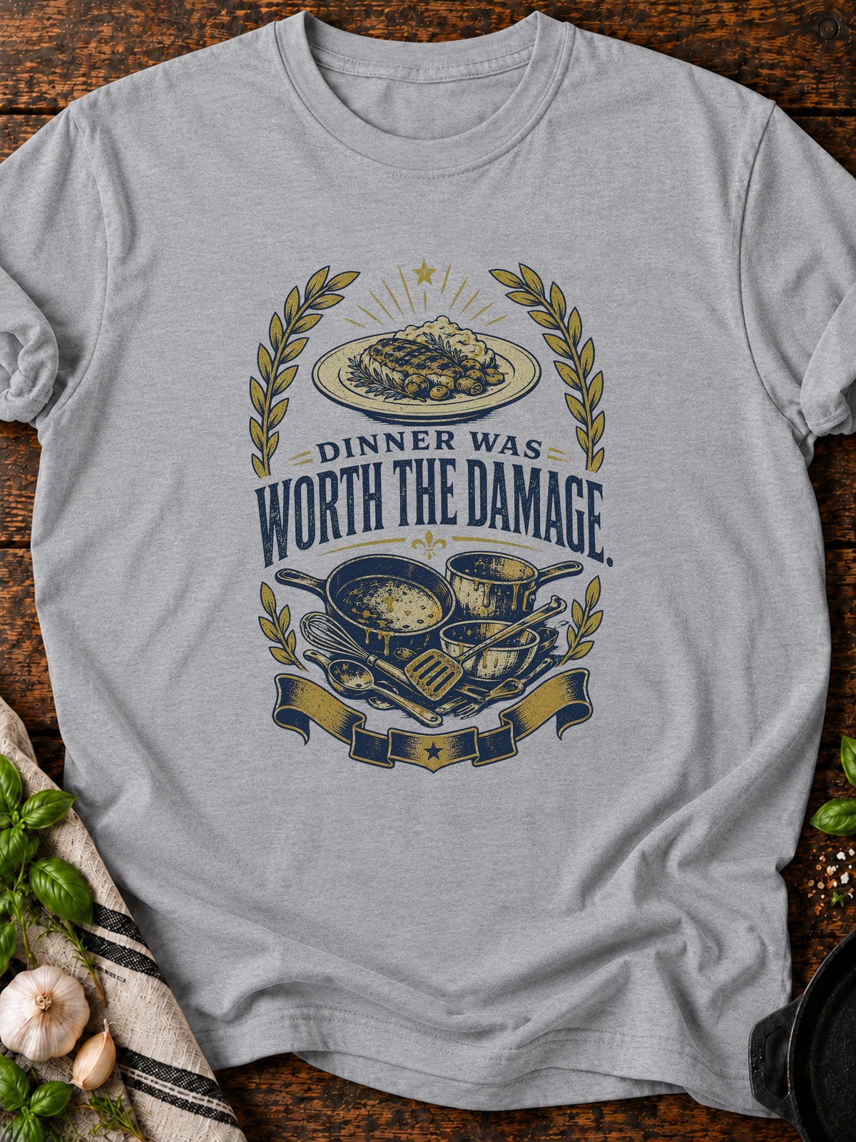 Dinner Damage T-Shirt - Sport Grey