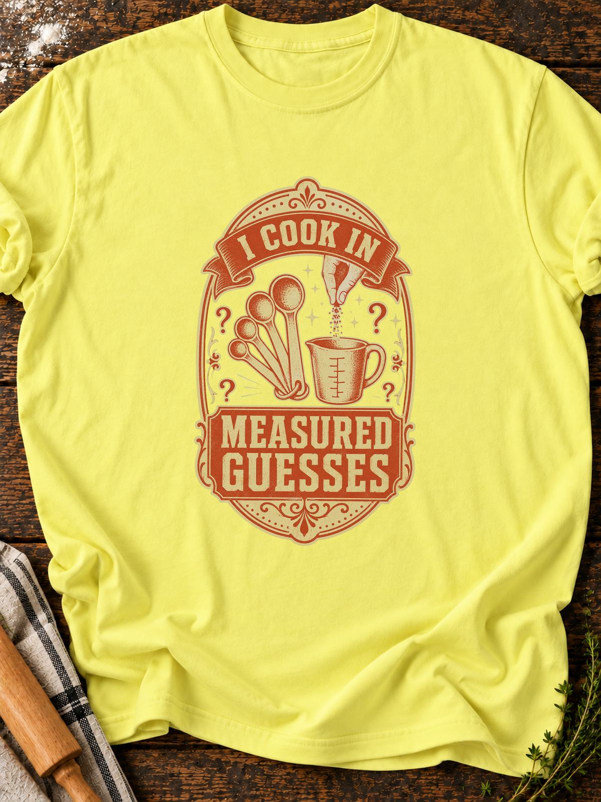 Measured Guesses T-Shirt - Cornsilk