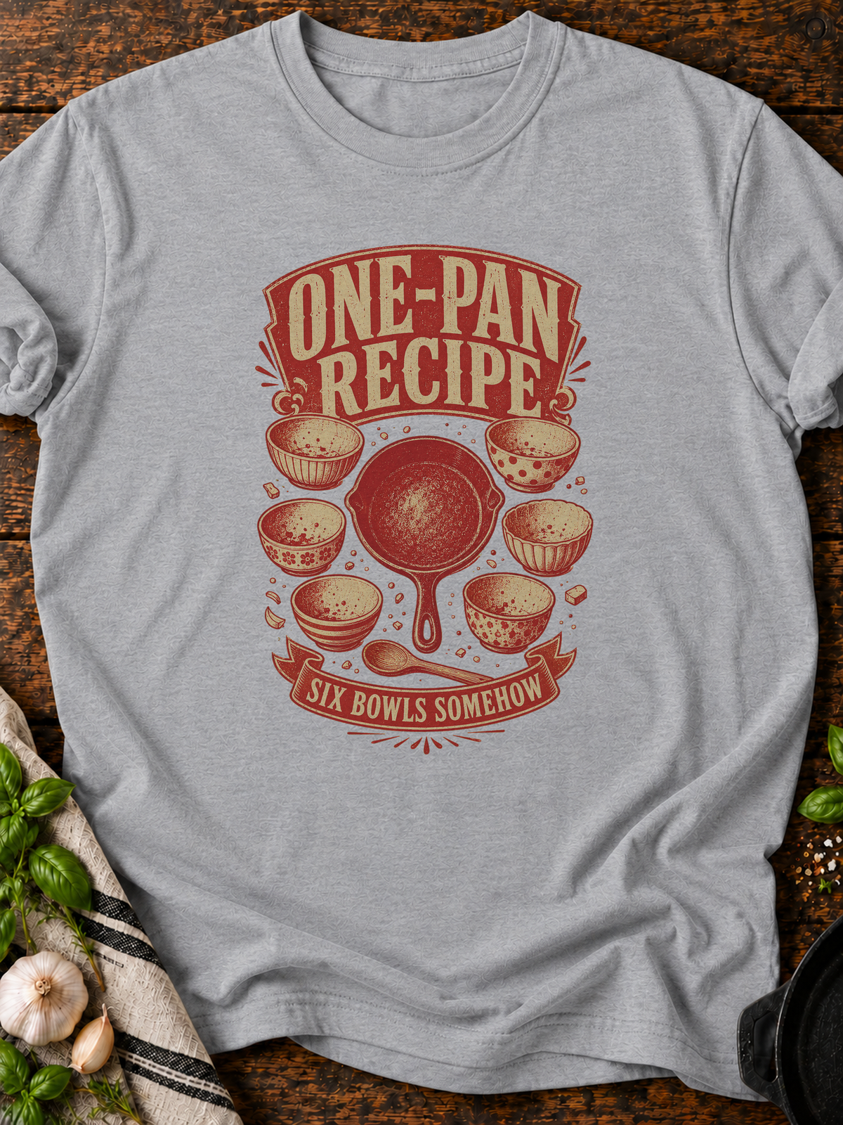 One Pan Six Bowls T-Shirt - Sport Grey