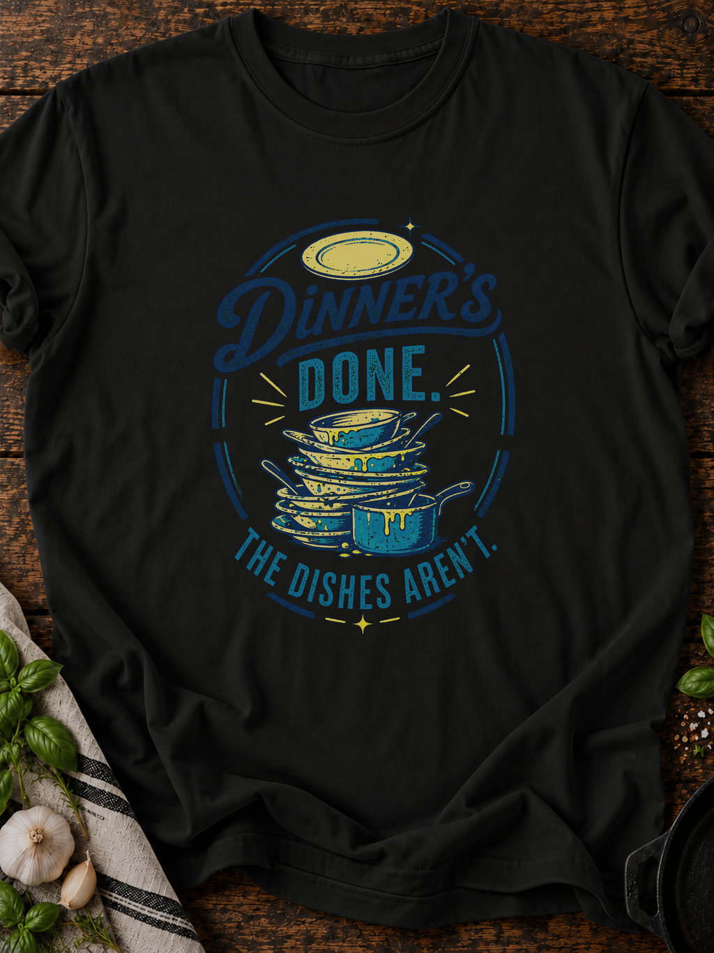 Dinner Dishes T-Shirt - Black