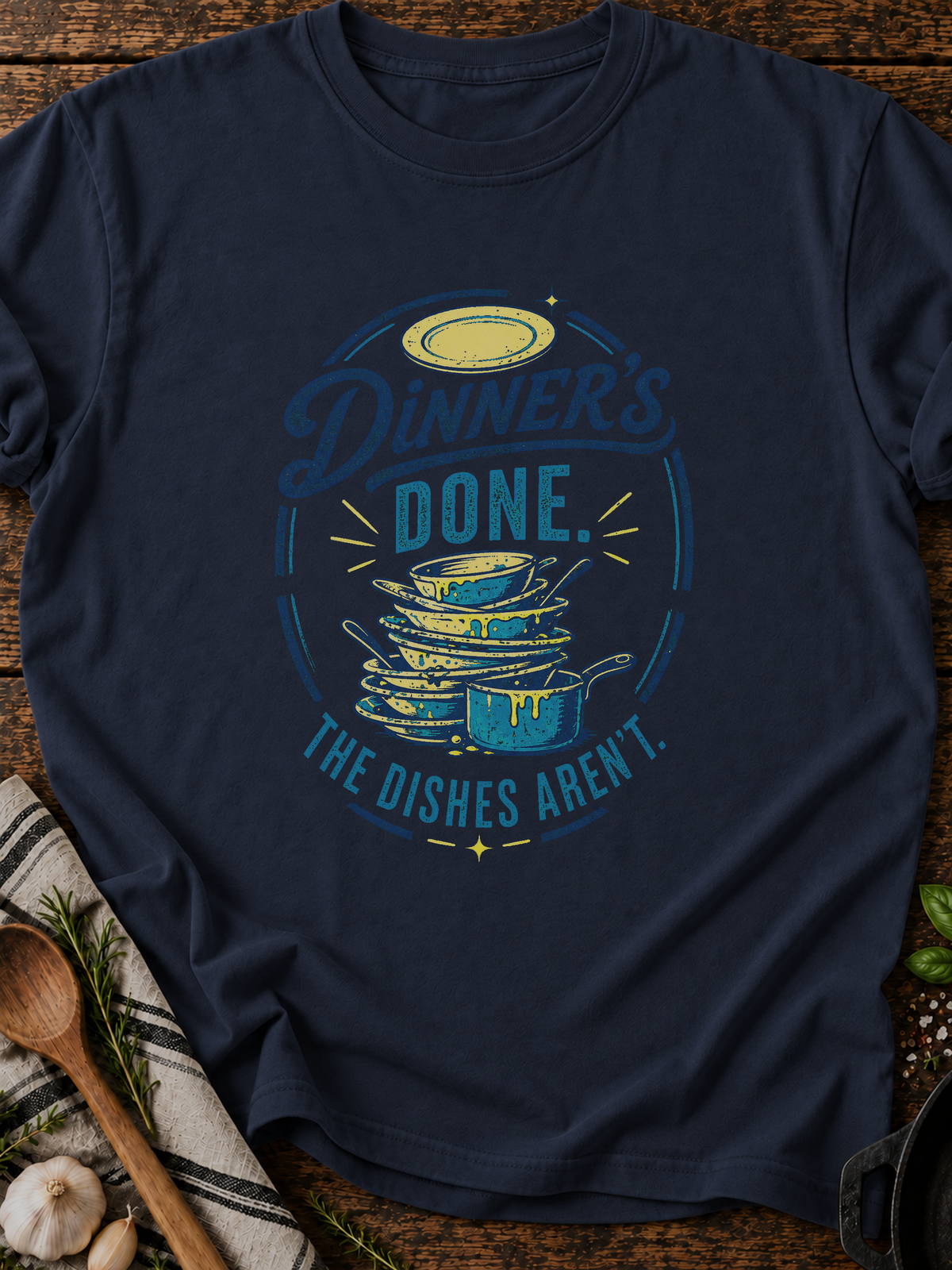 Dinner Dishes T-Shirt - Navy