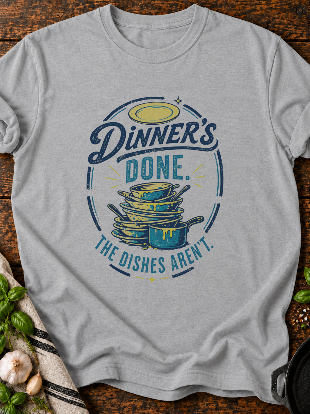 Dinner Dishes T-Shirt - Sport Grey