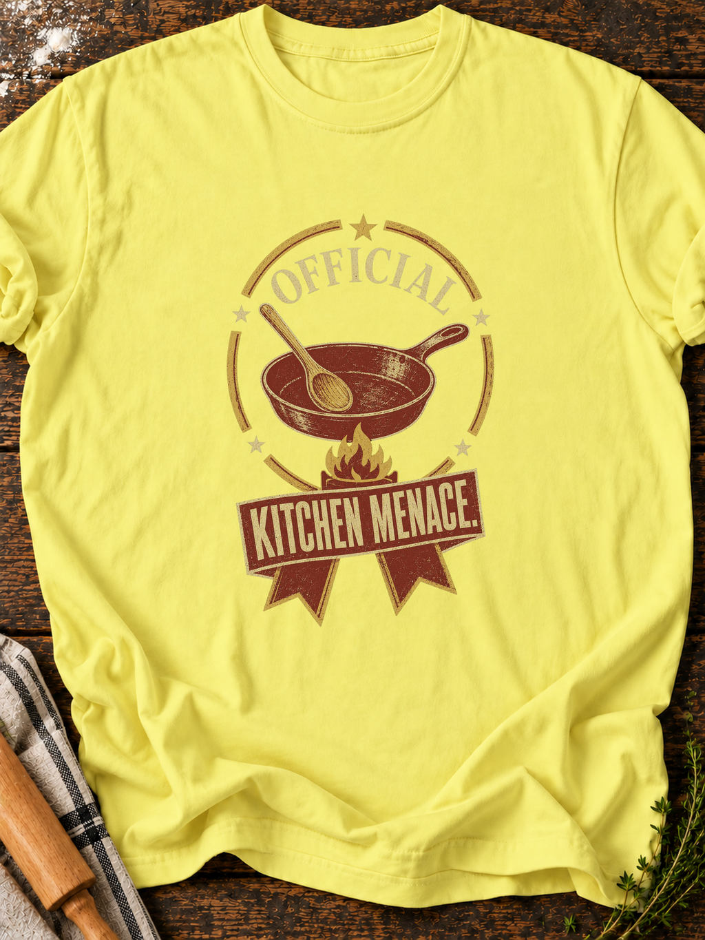 Kitchen Menace T-Shirt - Cornsilk