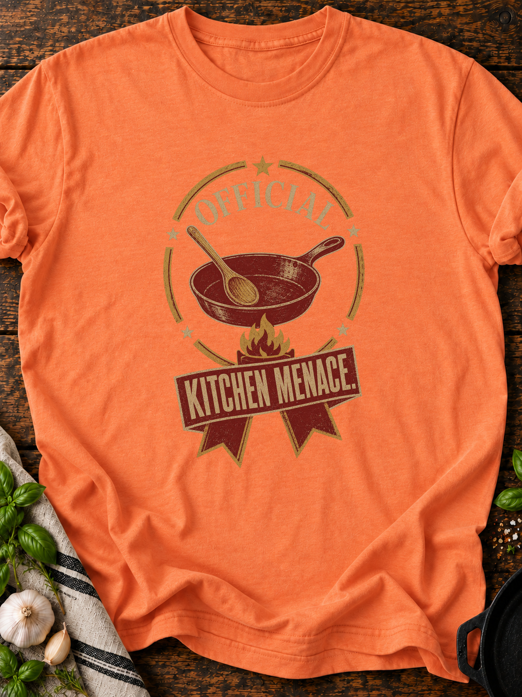 Kitchen Menace T-Shirt - Heather Orange