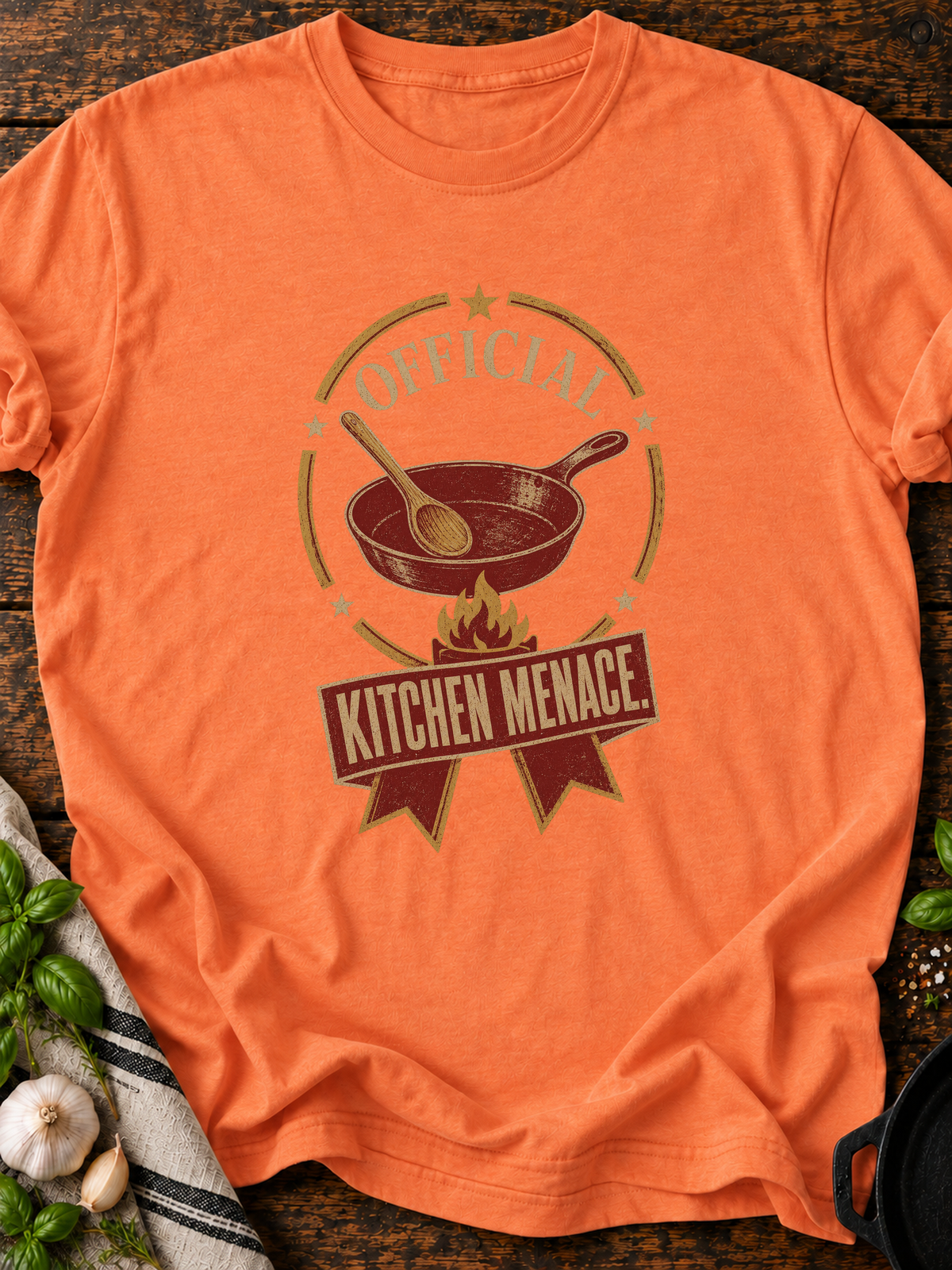 Kitchen Menace T-Shirt - Heather Orange