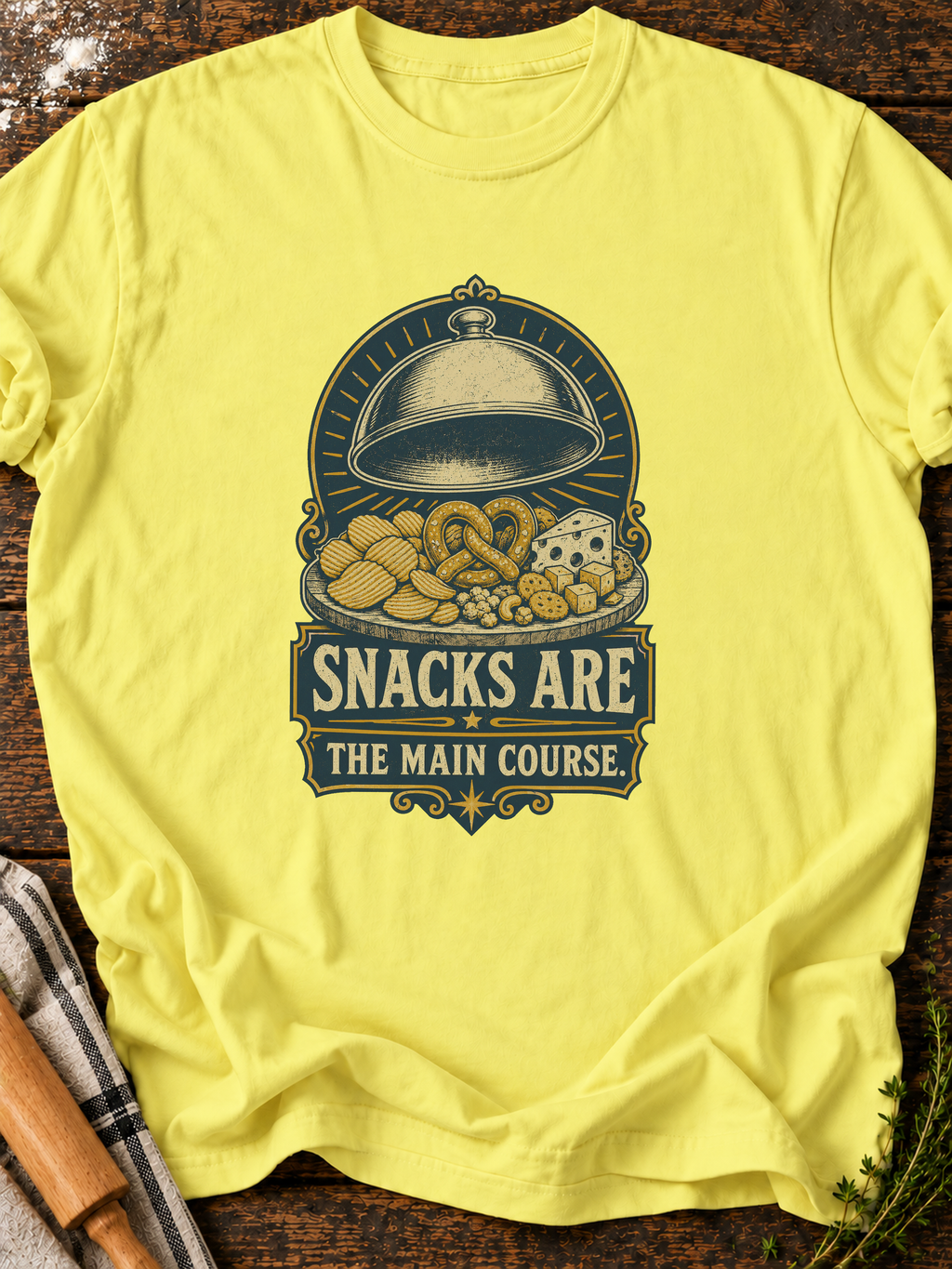 Snacks Main Course T-Shirt - Cornsilk