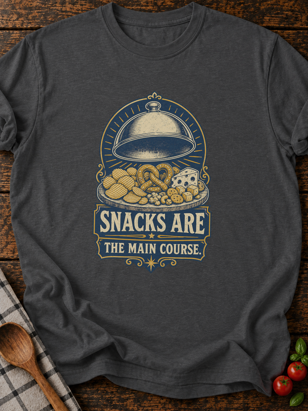 Snacks Main Course T-Shirt - Dark Heather