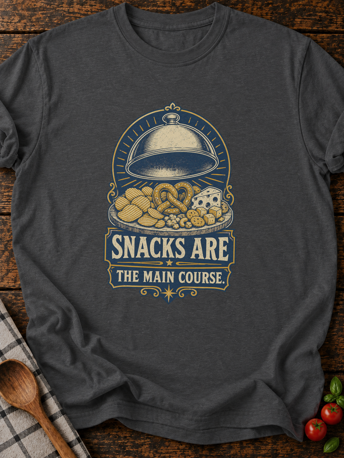 Snacks Main Course T-Shirt - Dark Heather