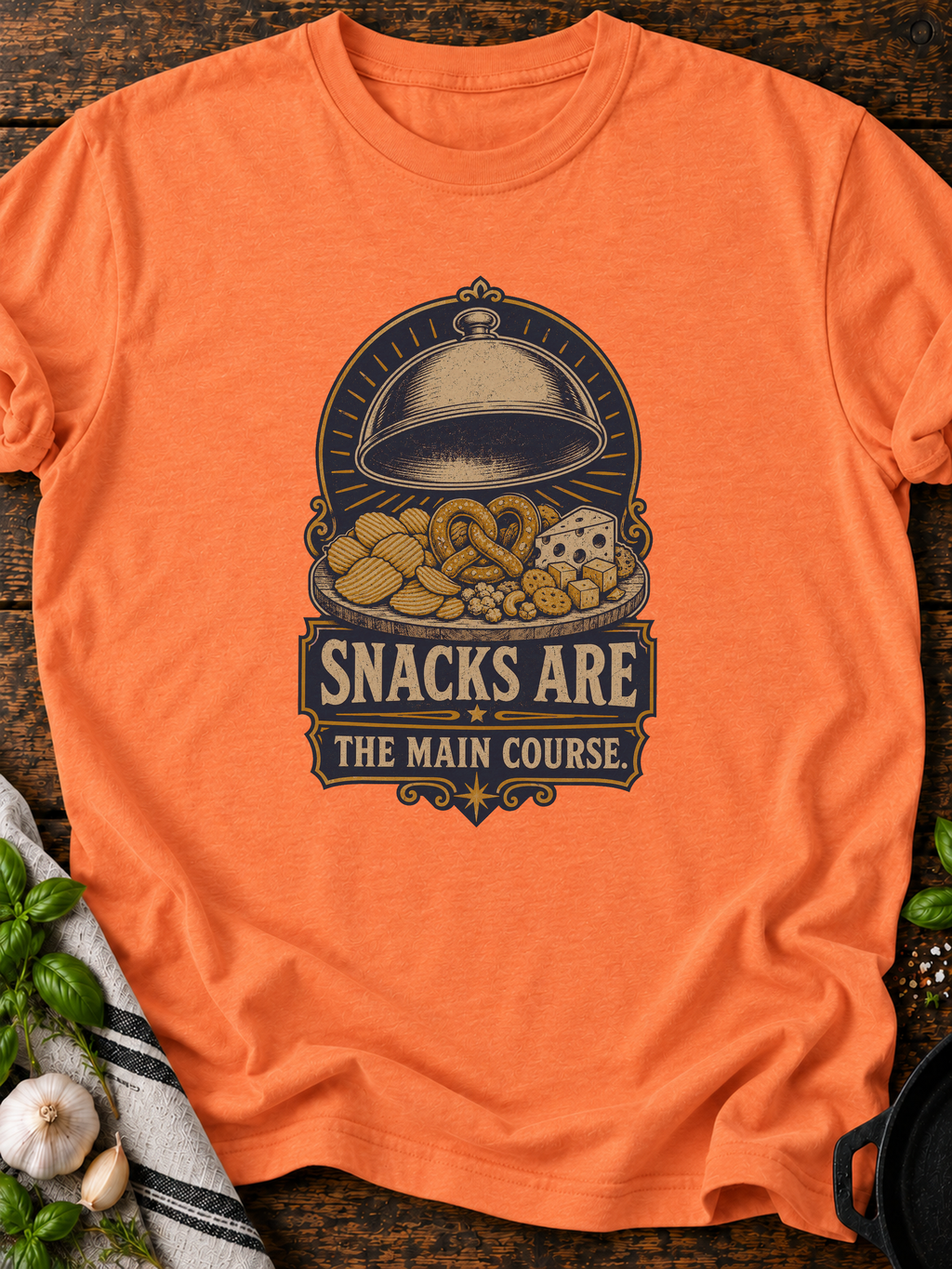 Snacks Main Course T-Shirt - Heather Orange