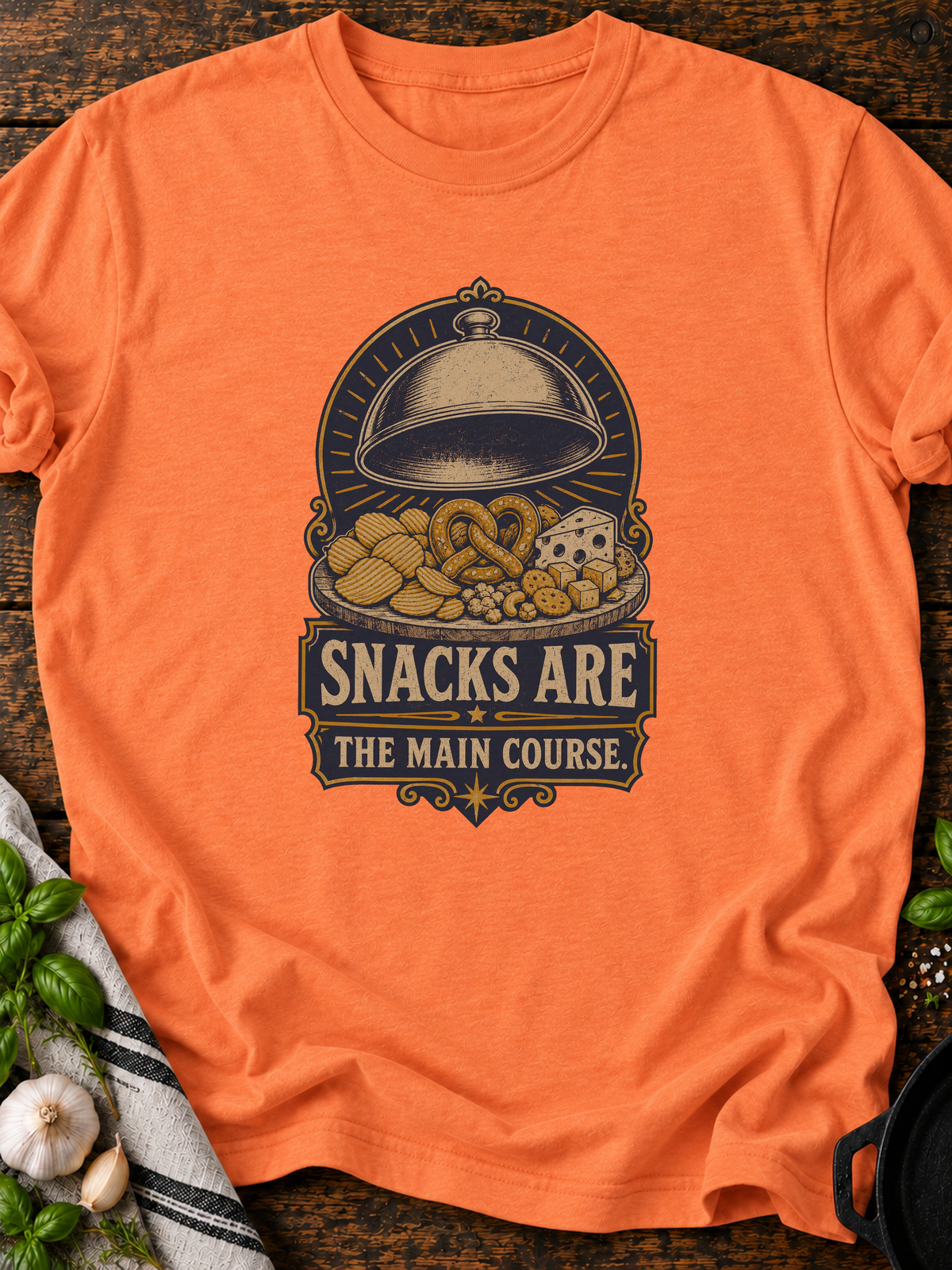 Snacks Main Course T-Shirt - Heather Orange