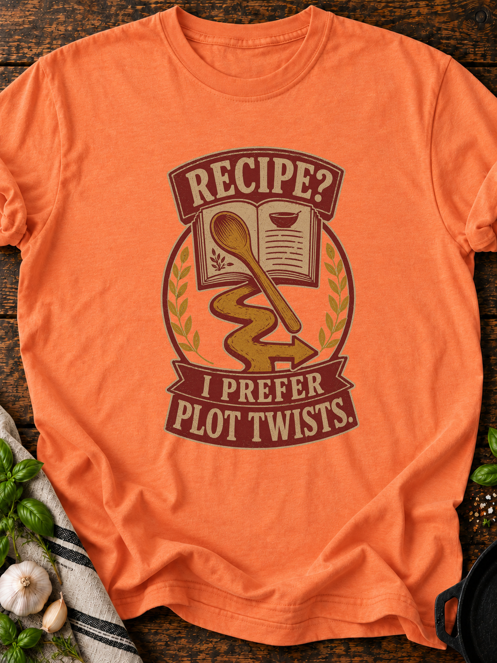Recipe Plot Twists T-Shirt - Heather Orange