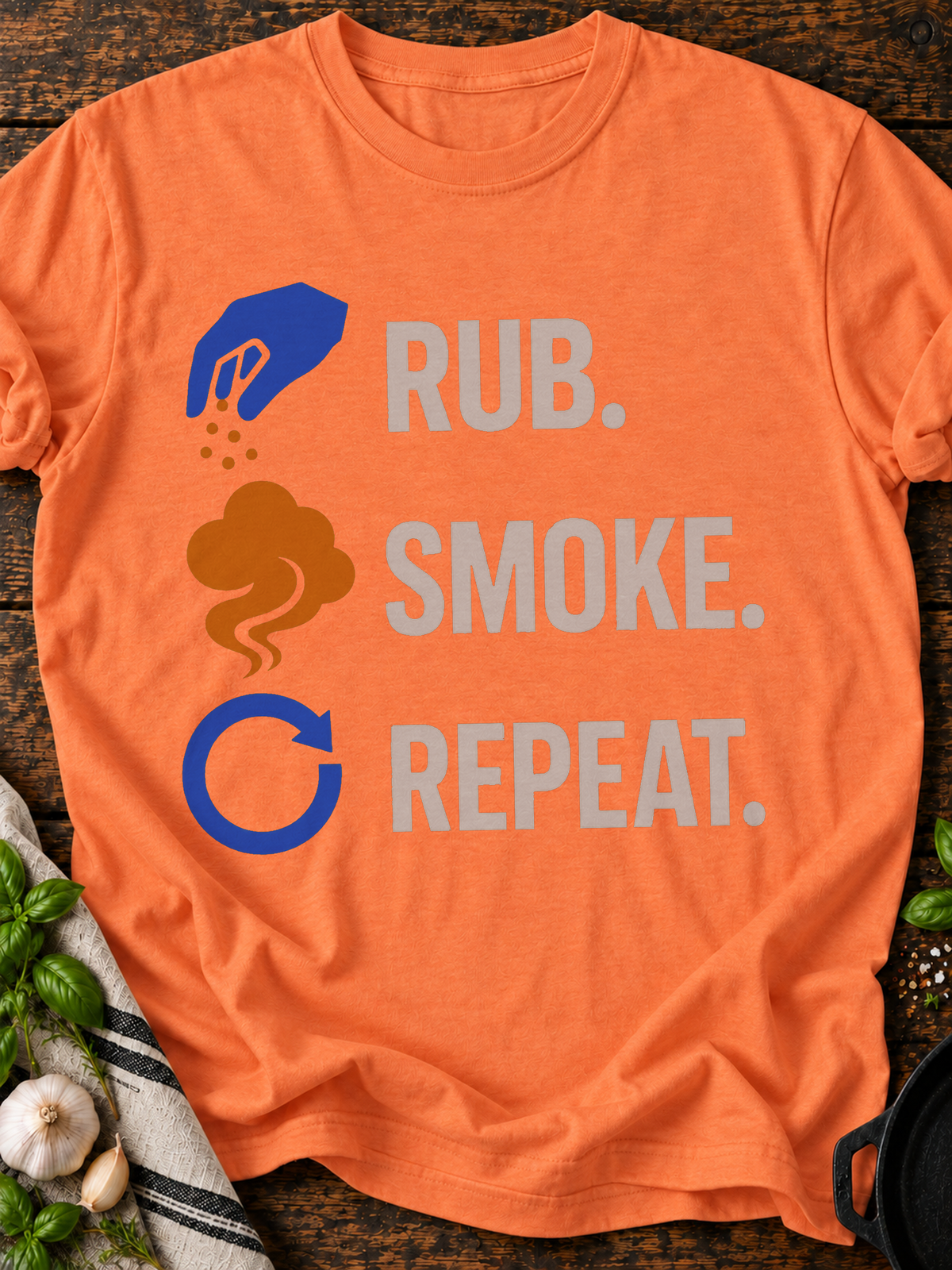 Rub Smoke Repeat T-Shirt - Heather Orange
