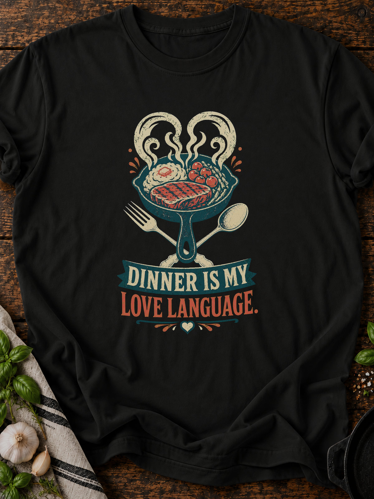 Dinner Love T-Shirt - Black