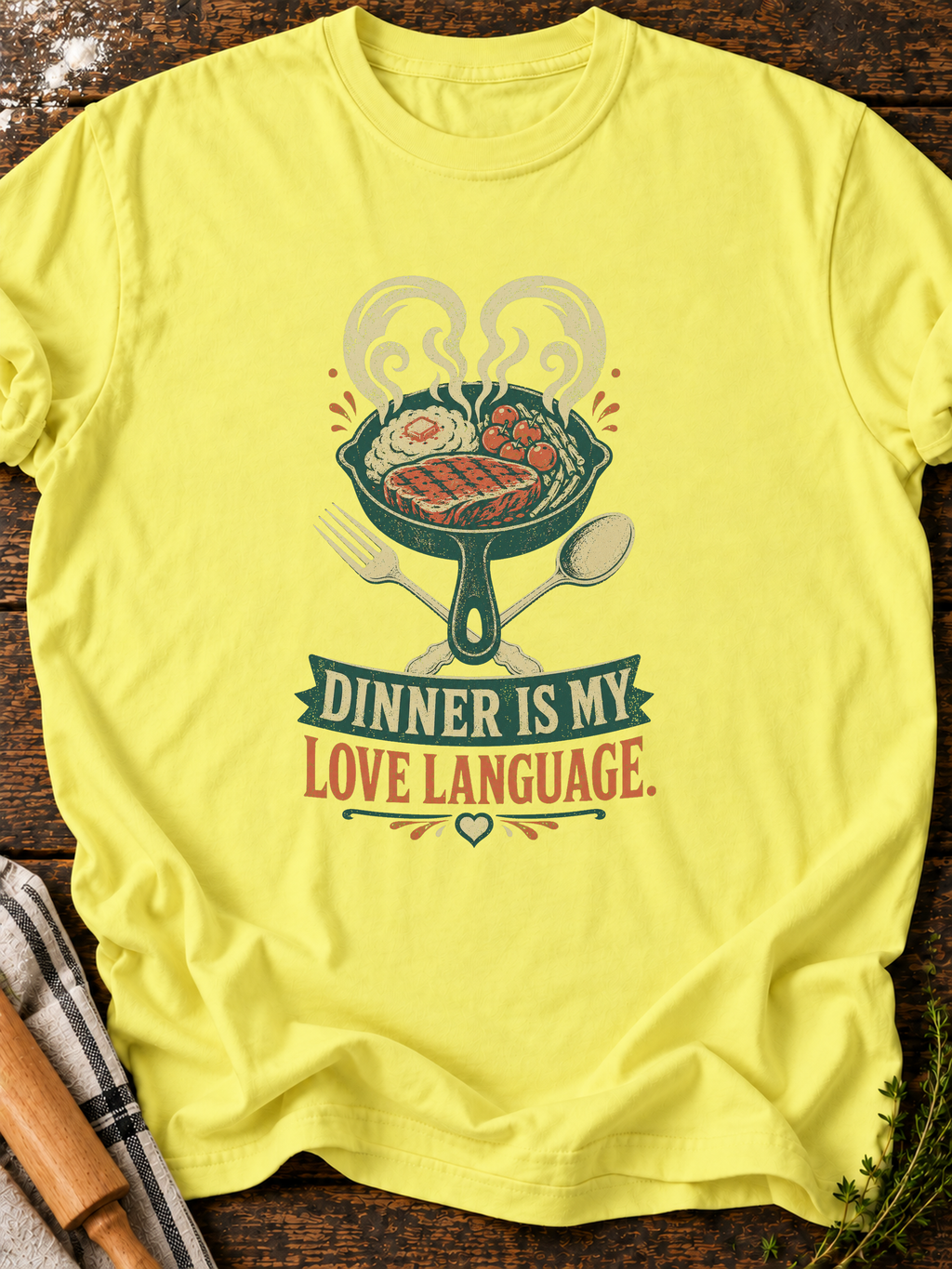 Dinner Love T-Shirt - Cornsilk