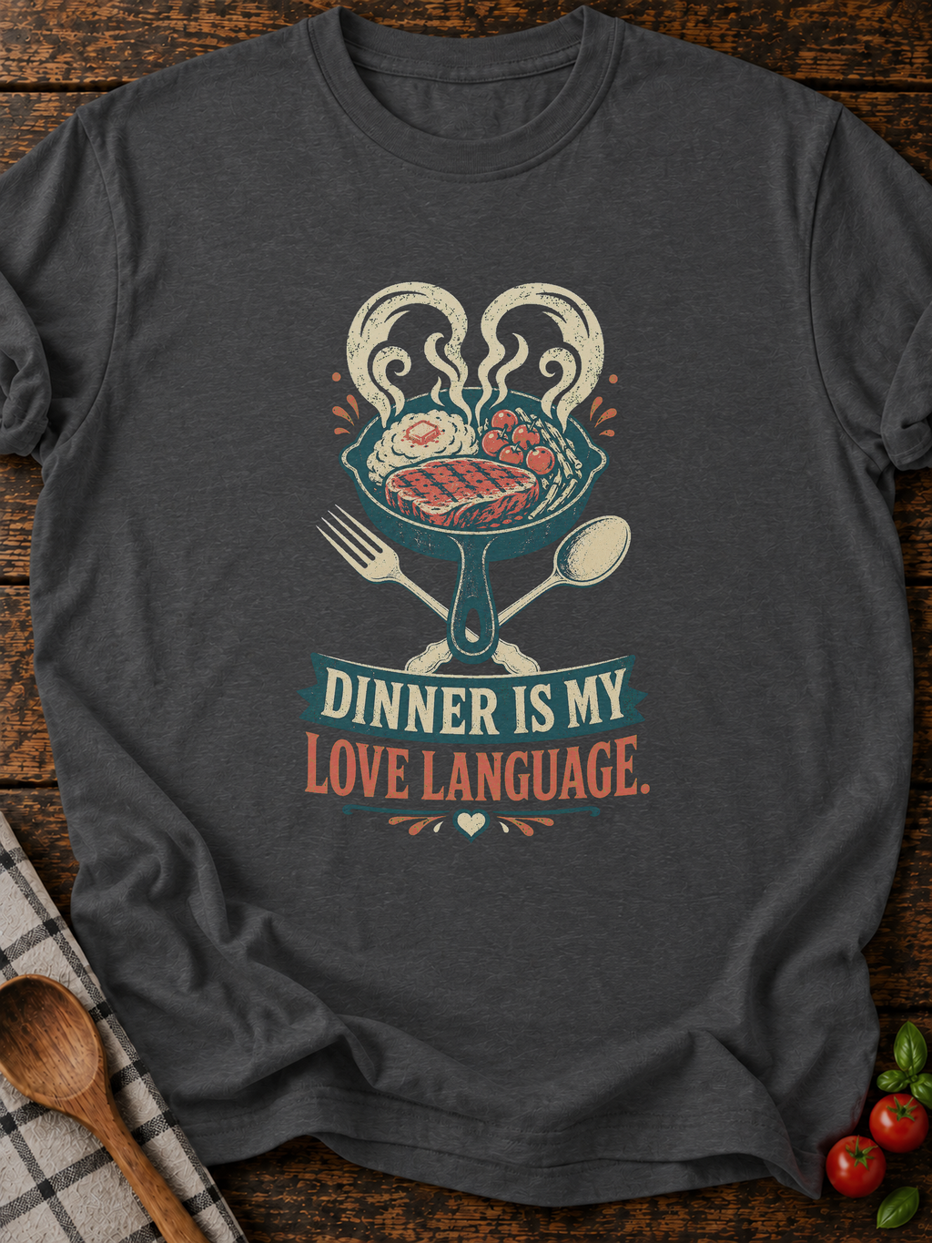 Dinner Love T-Shirt - Dark Heather