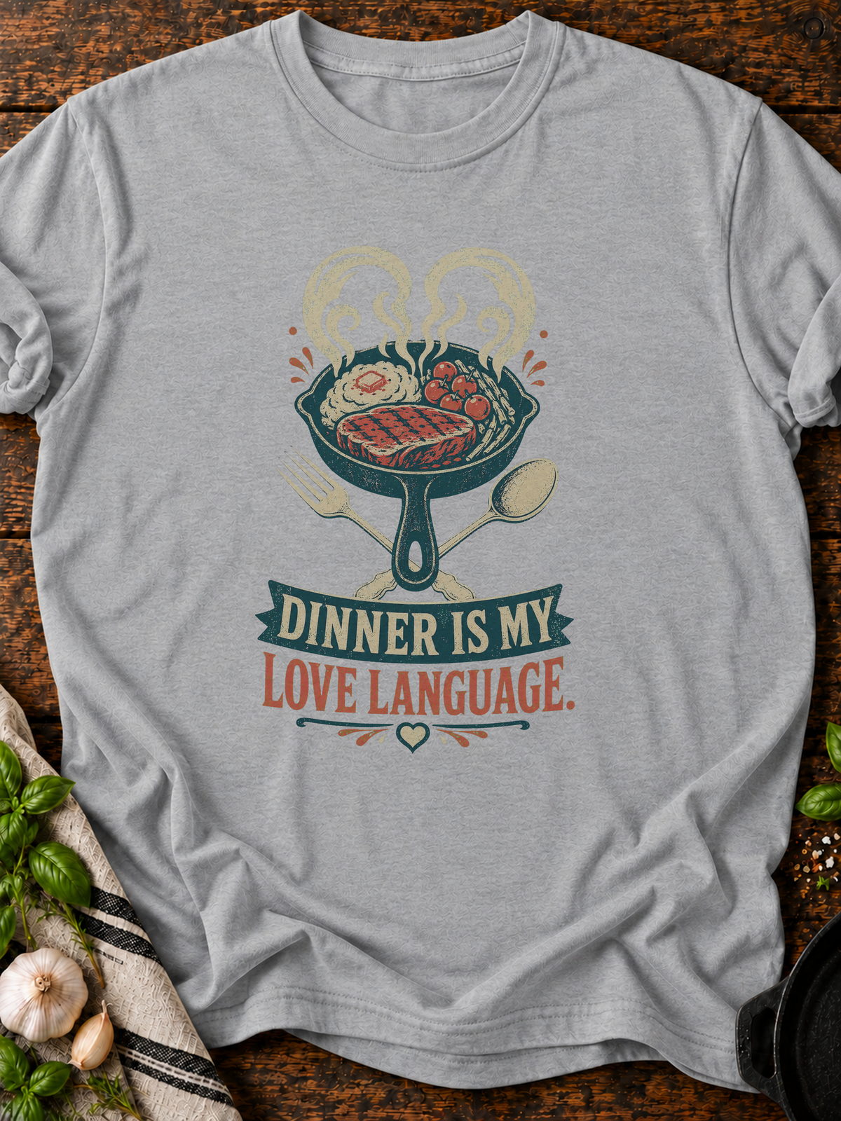 Dinner Love T-Shirt - Sport Grey
