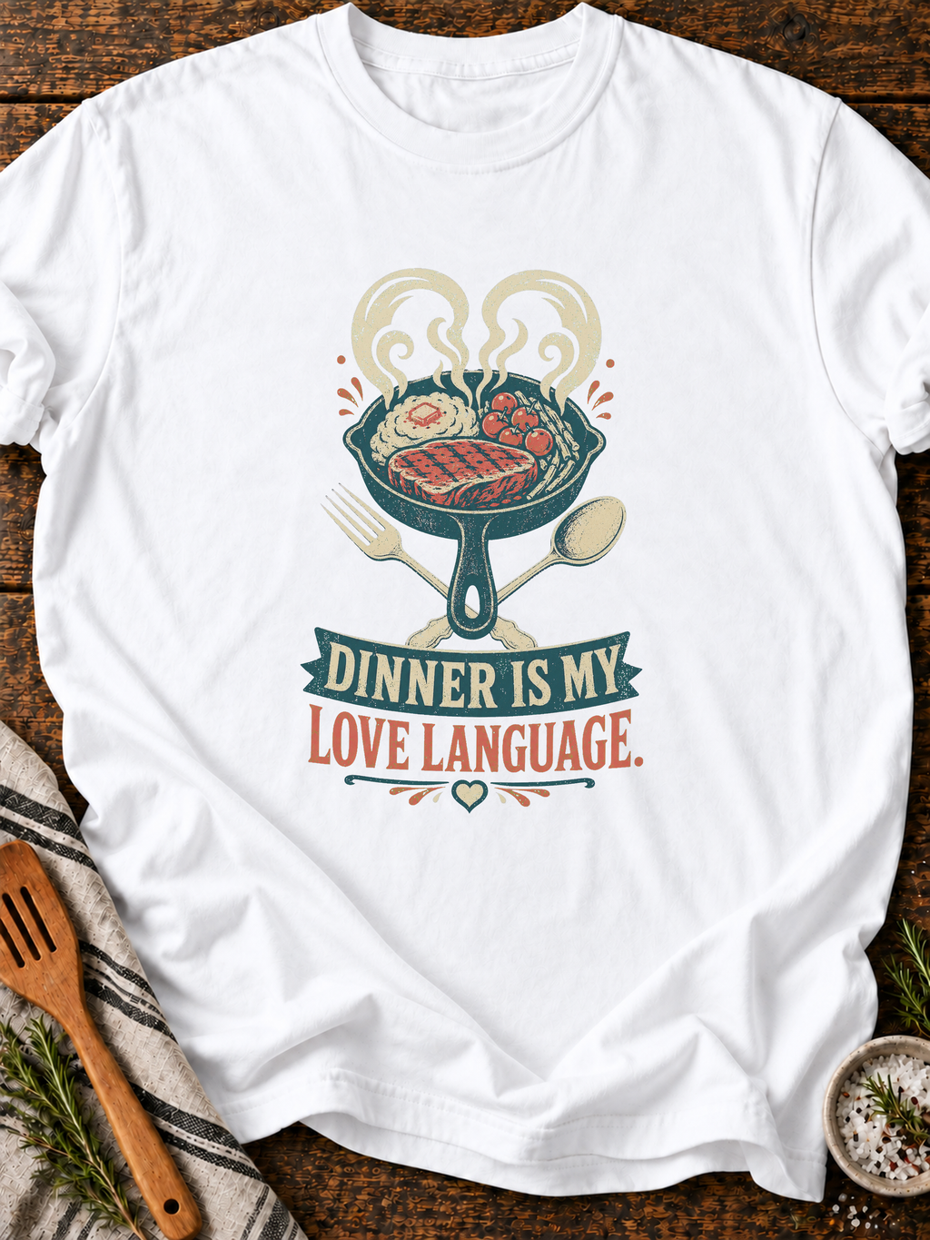 Dinner Love T-Shirt - White