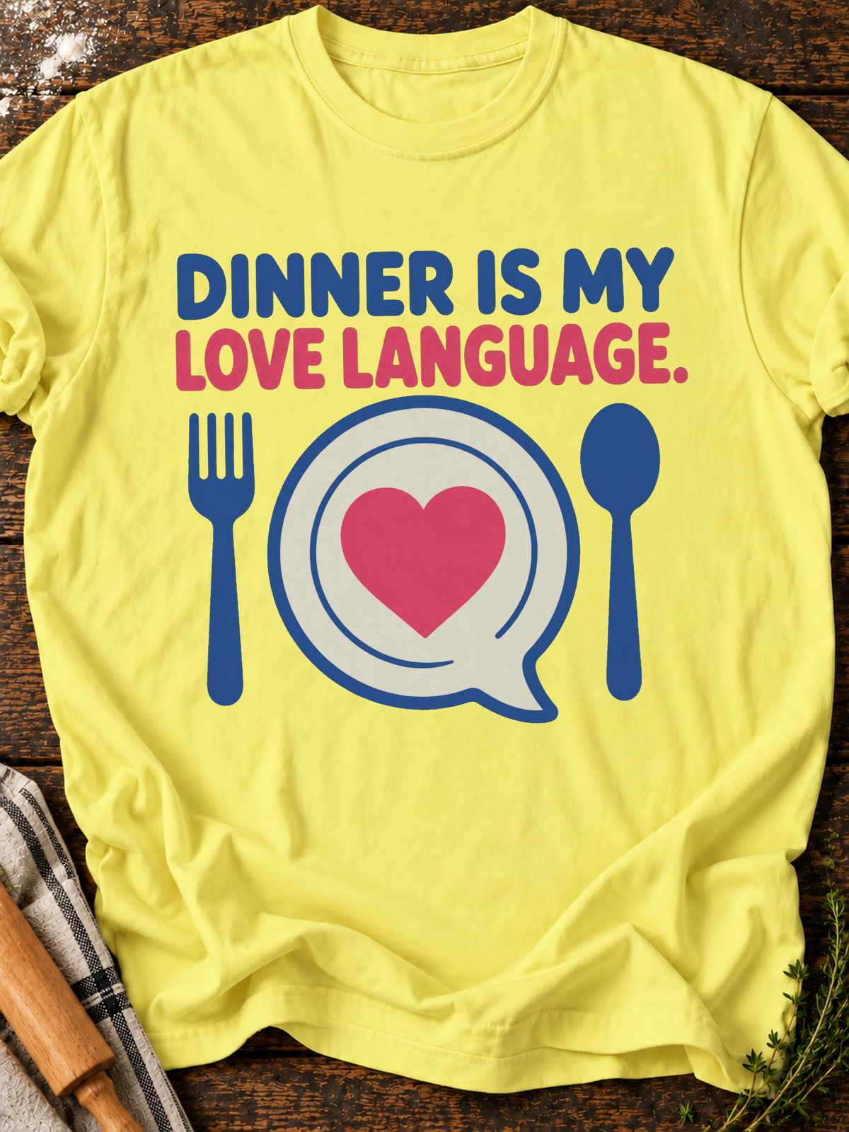 Dinner Love T-Shirt - Cornsilk