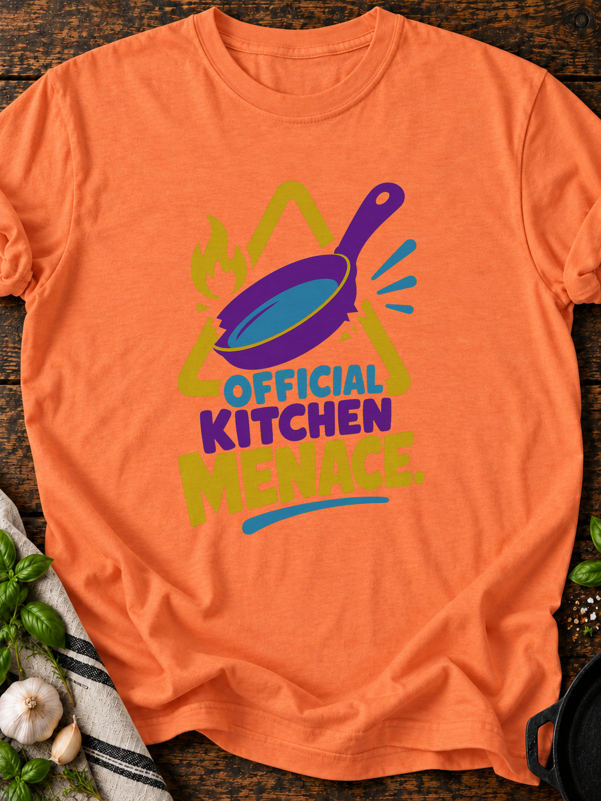 Kitchen Menace T-Shirt - Heather Orange