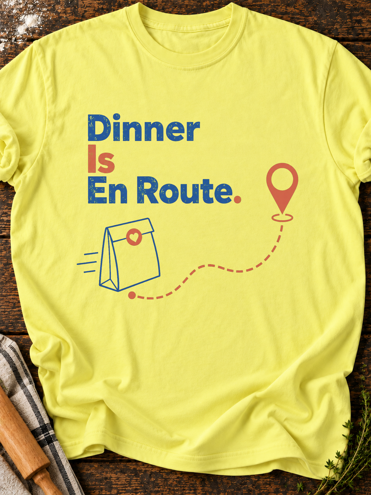 Dinner En Route T-Shirt - Cornsilk