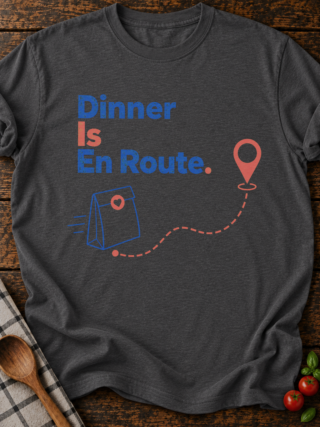 Dinner En Route T-Shirt - Dark Heather