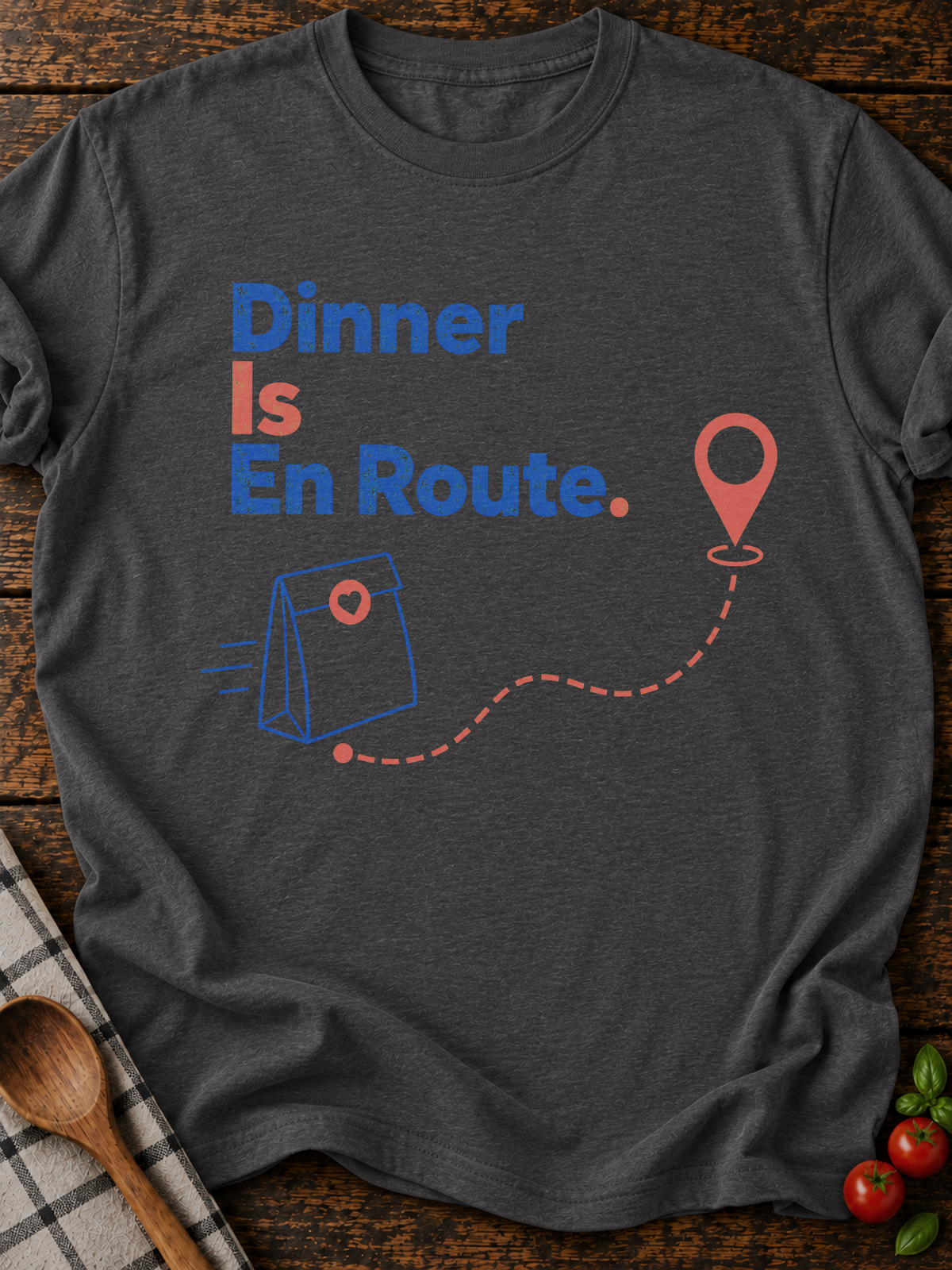 Dinner En Route T-Shirt - Dark Heather