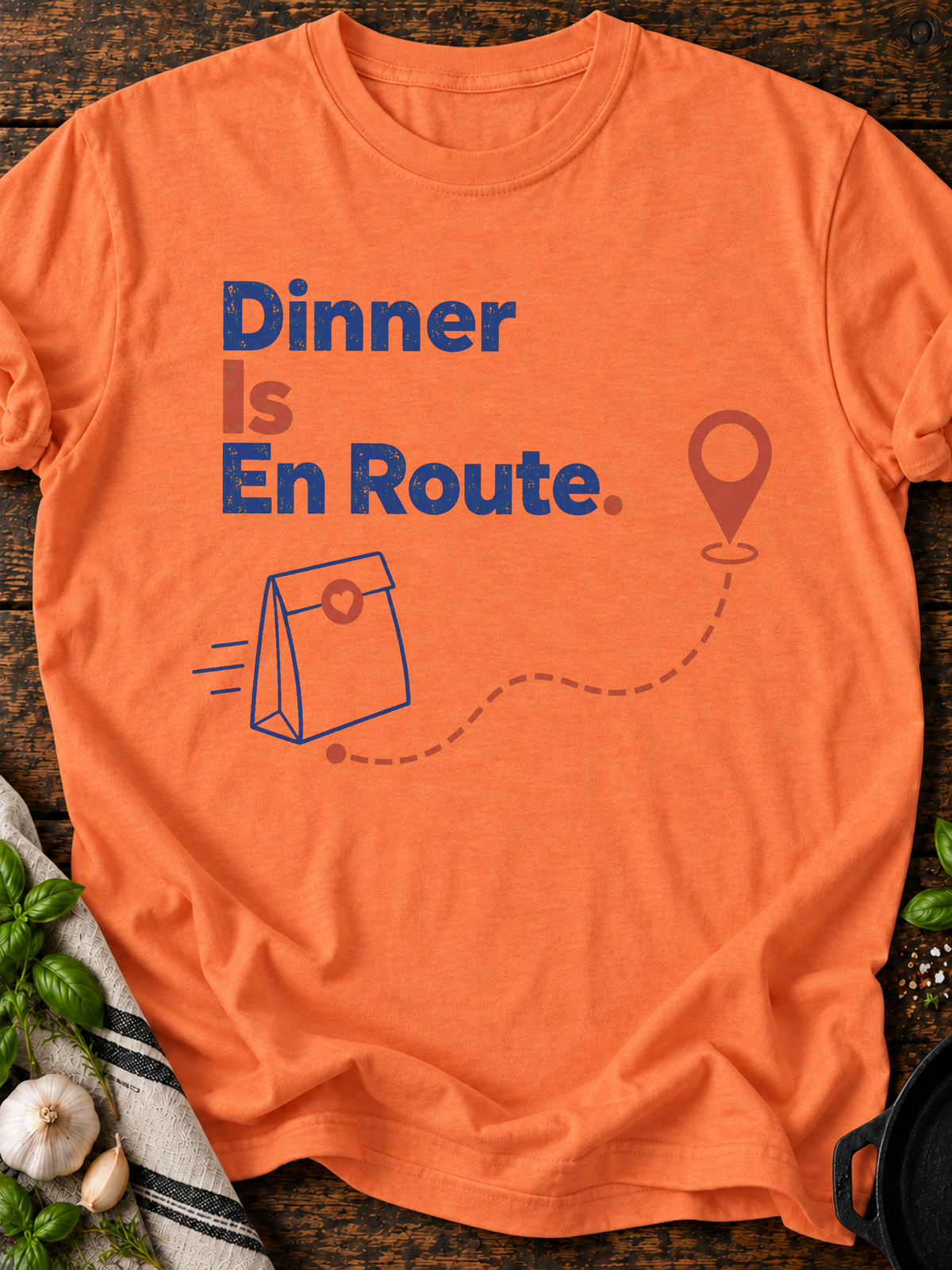 Dinner En Route T-Shirt - Heather Orange
