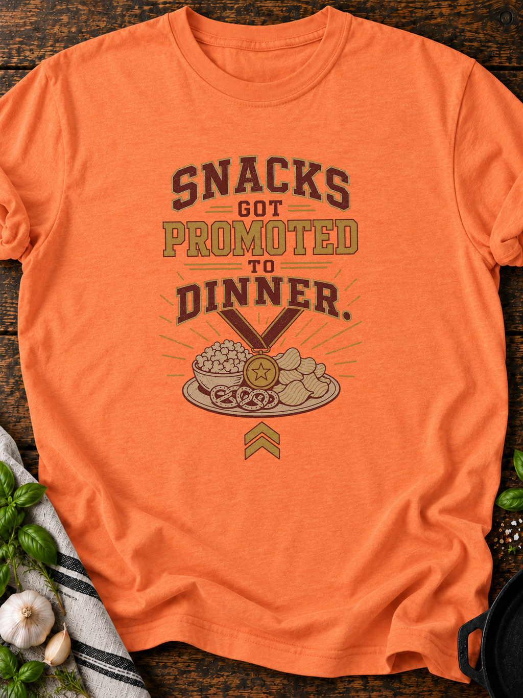 Snacks Promoted T-Shirt - Heather Orange