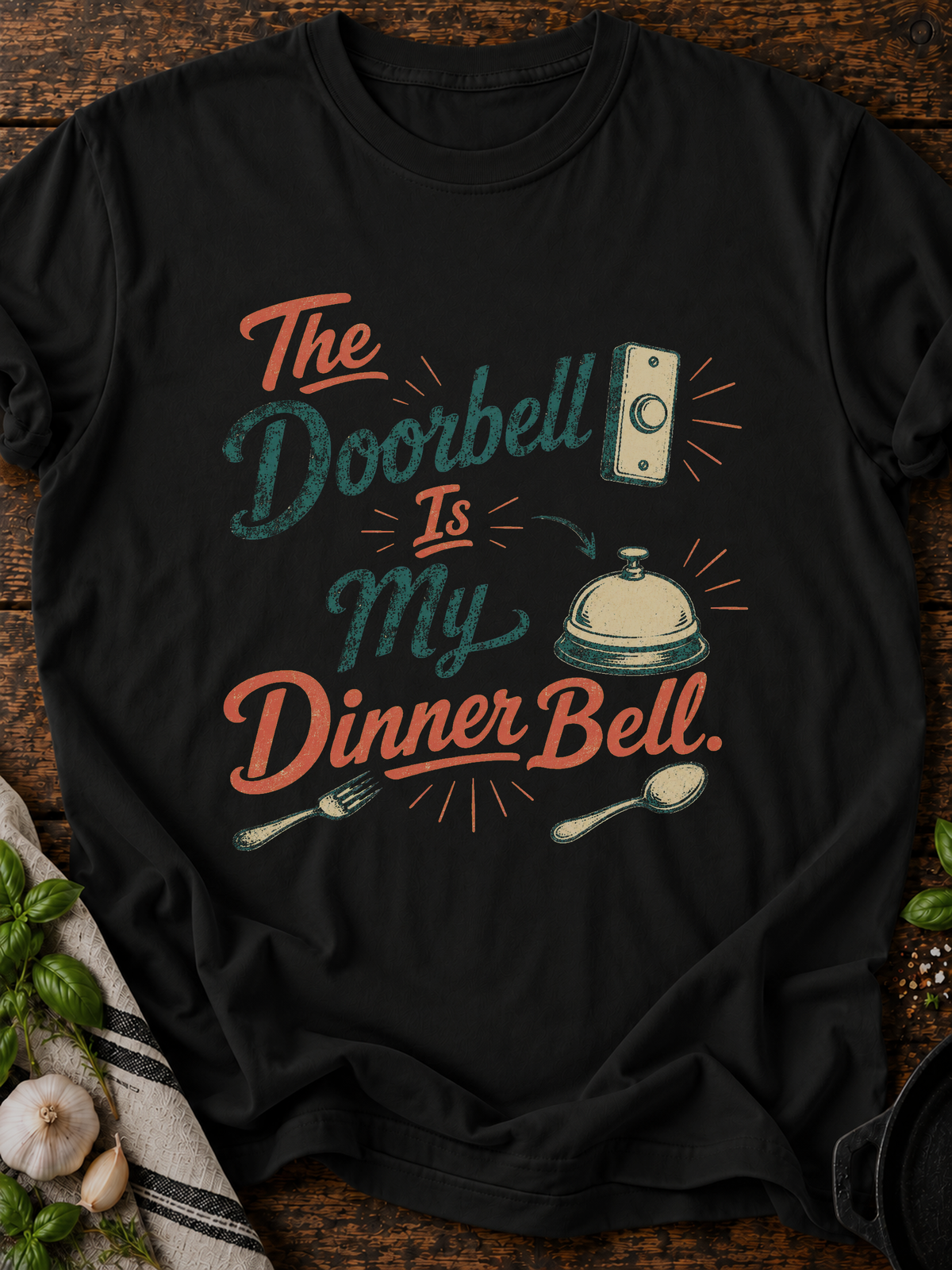 Doorbell Dinner Bell T-Shirt - Black