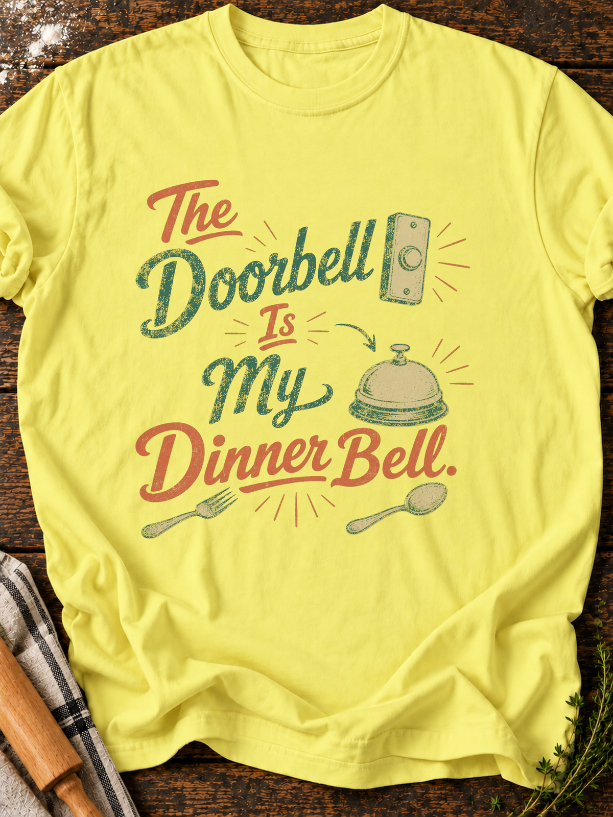 Doorbell Dinner Bell T-Shirt - Cornsilk