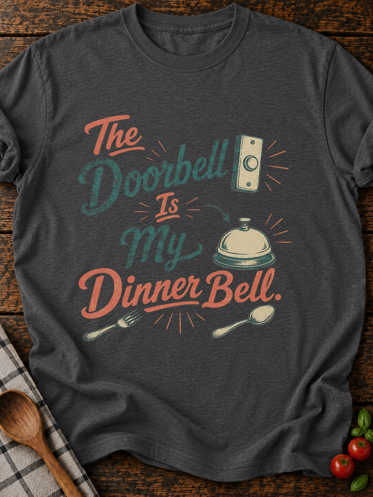 Doorbell Dinner Bell T-Shirt - Dark Heather