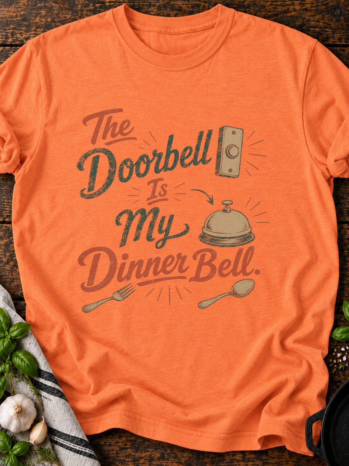 Doorbell Dinner Bell T-Shirt - Heather Orange