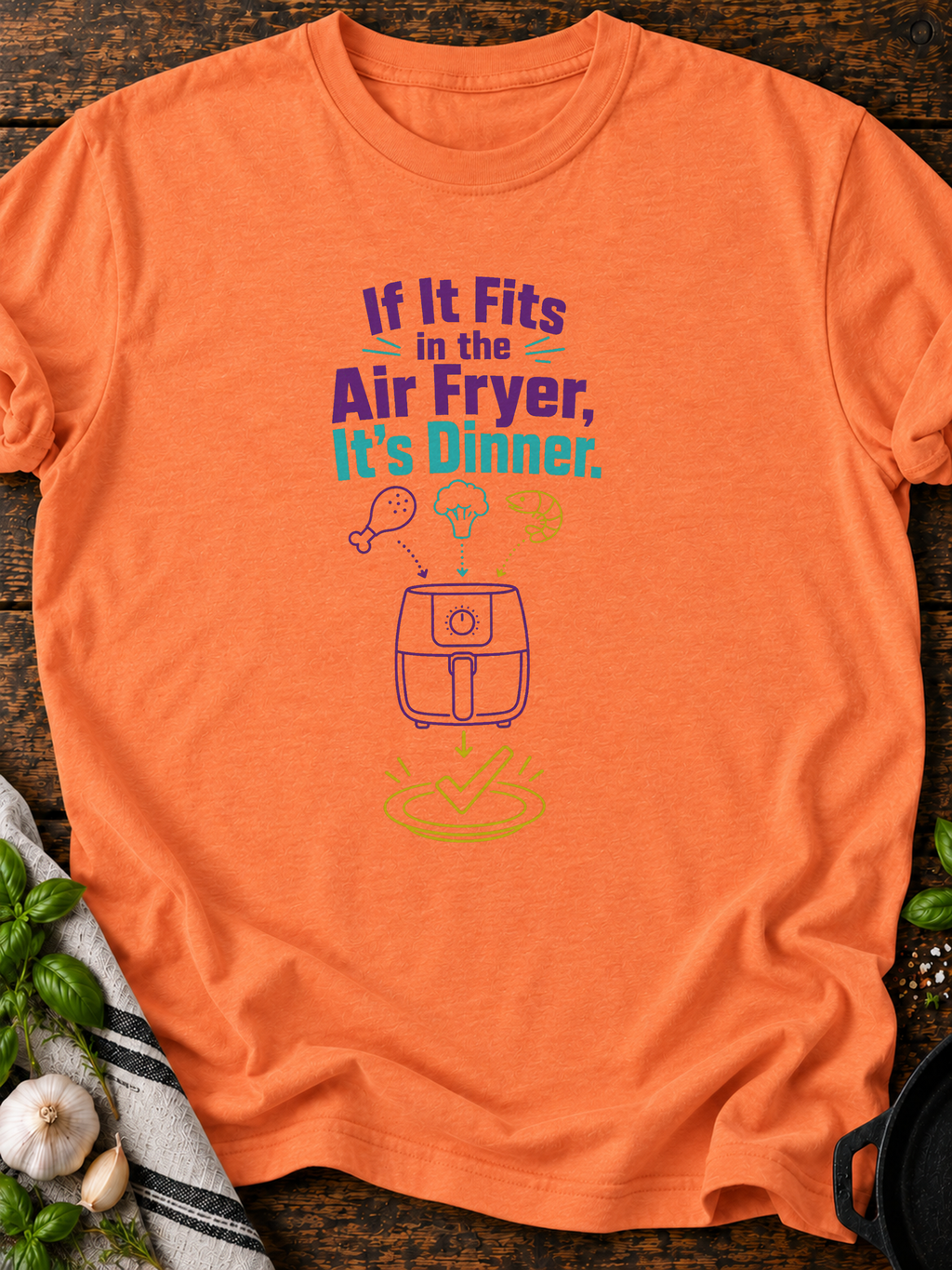 Air Fryer Dinner T-Shirt - Heather Orange