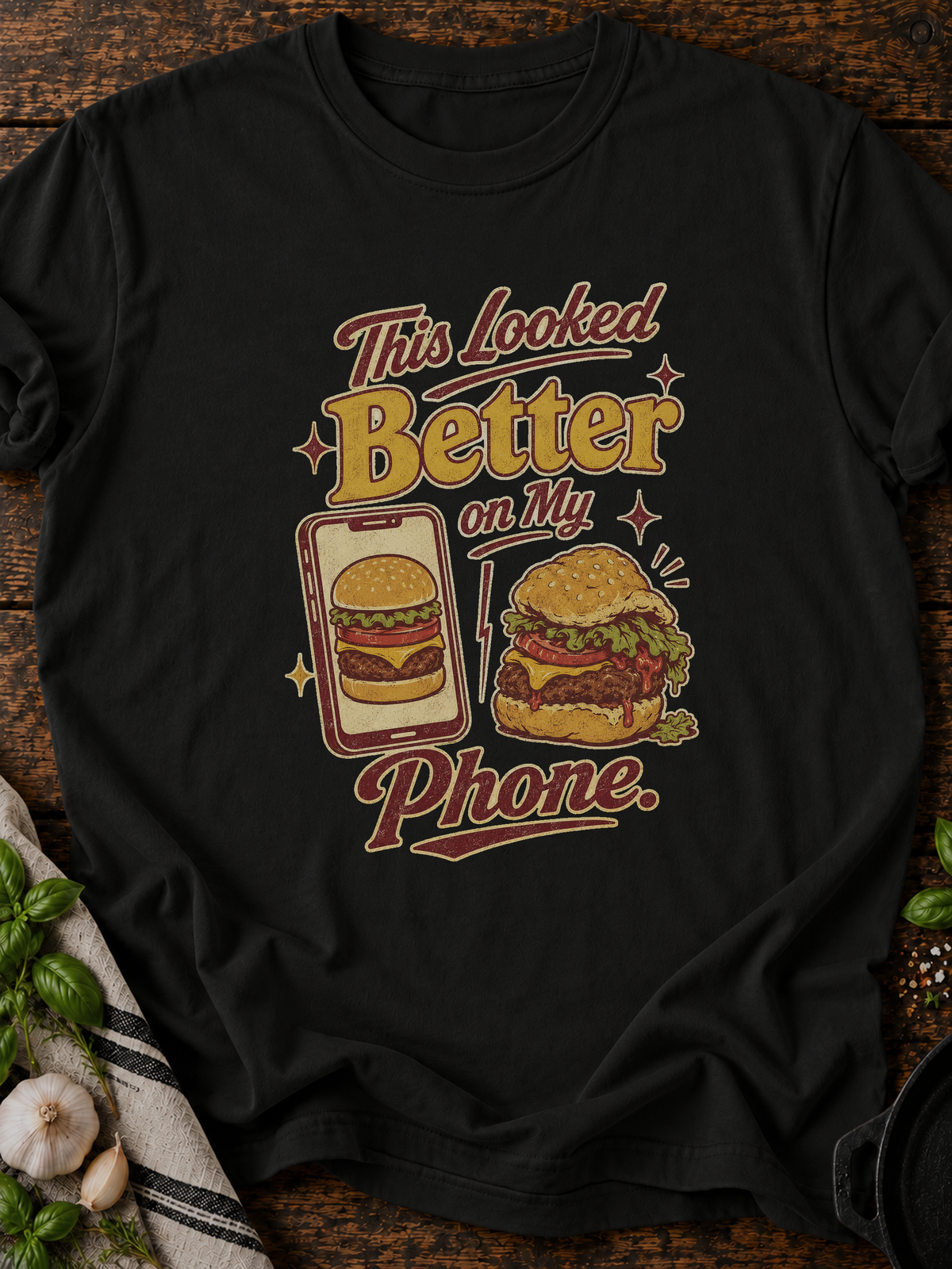 Looked Better Phone T-Shirt - Black