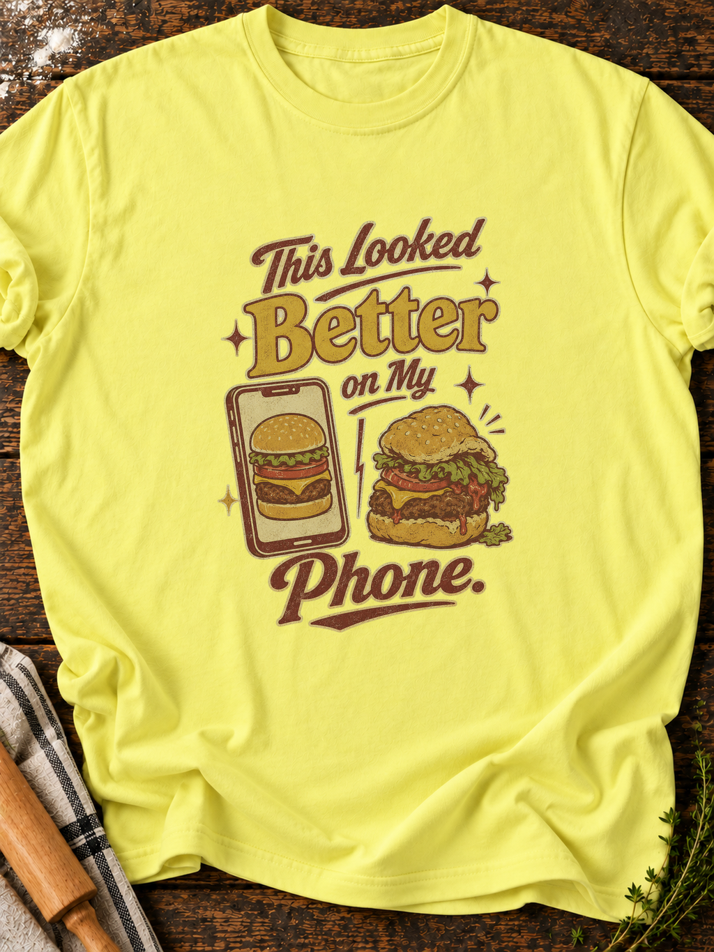Looked Better Phone T-Shirt - Cornsilk
