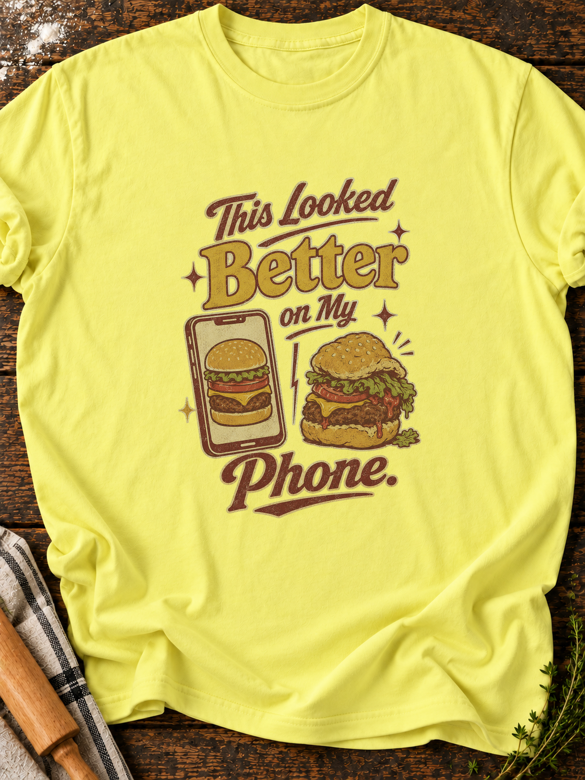 Looked Better Phone T-Shirt - Cornsilk