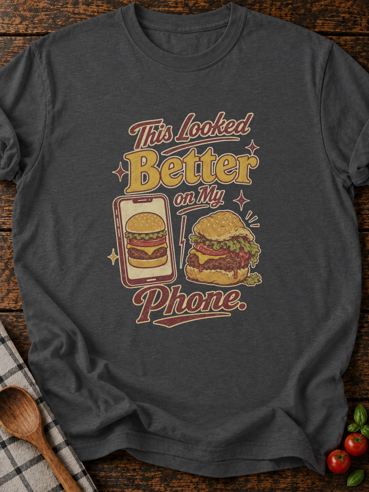 Looked Better Phone T-Shirt - Dark Heather