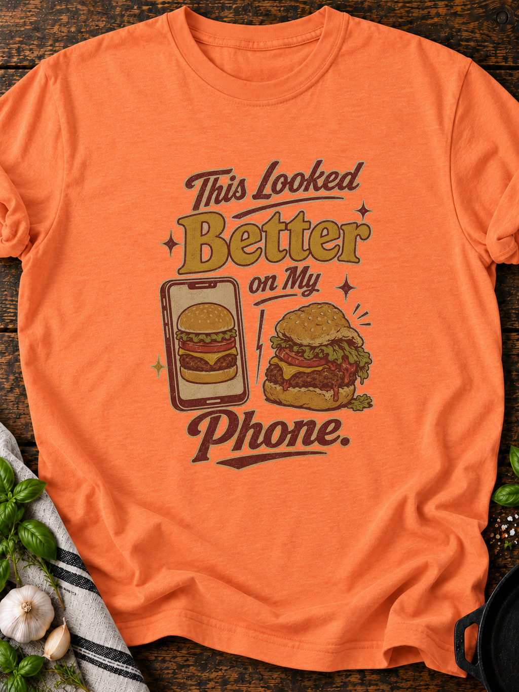 Looked Better Phone T-Shirt - Heather Orange