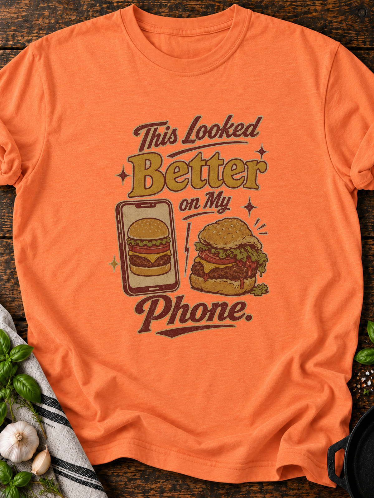 Looked Better Phone T-Shirt - Heather Orange