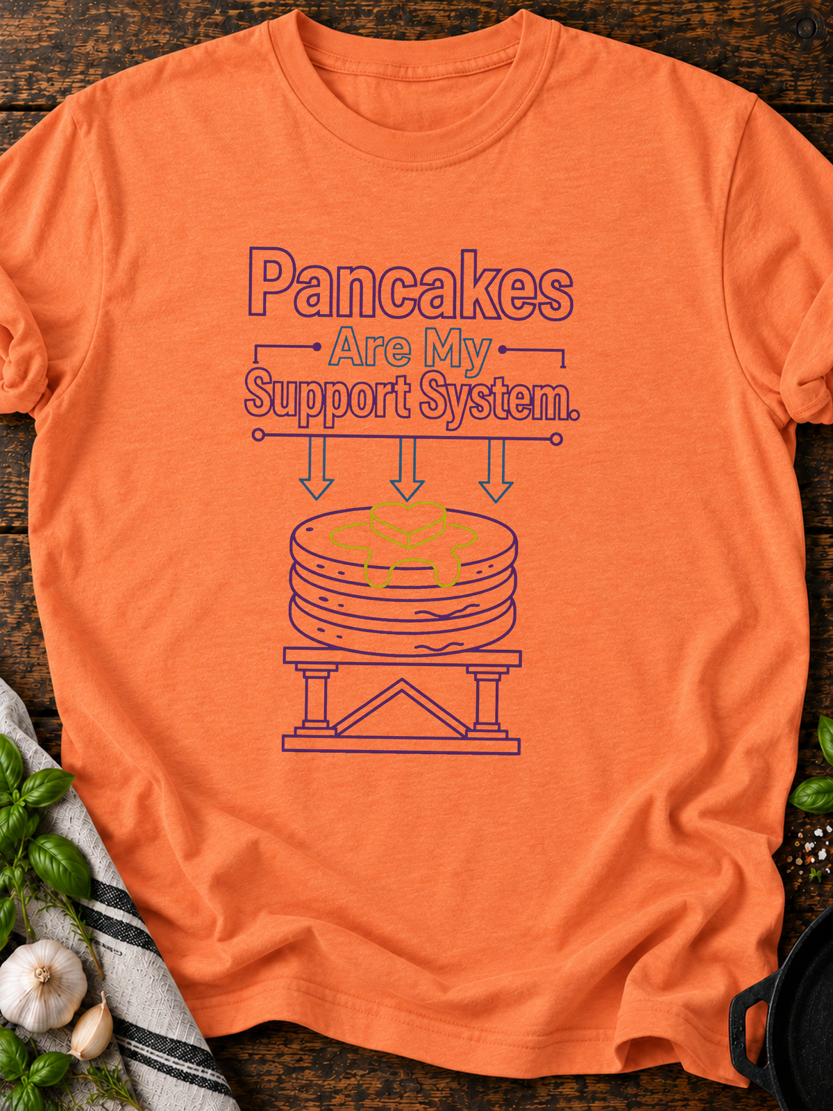 Pancake Support T-Shirt - Heather Orange