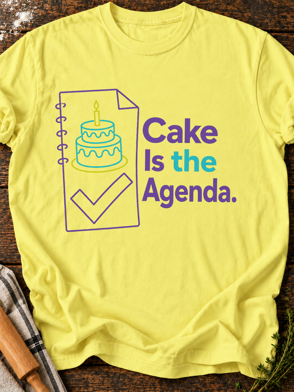 Cake Agenda T-Shirt - Cornsilk