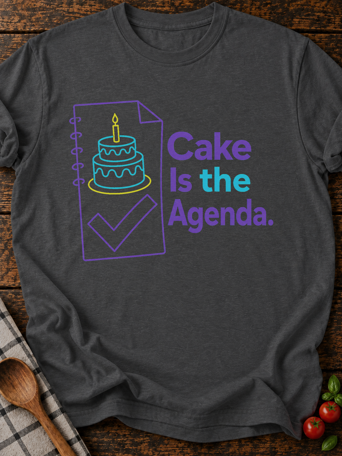 Cake Agenda T-Shirt - Dark Heather
