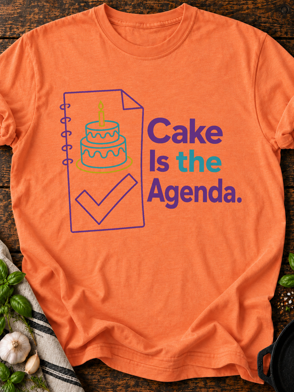 Cake Agenda T-Shirt - Heather Orange