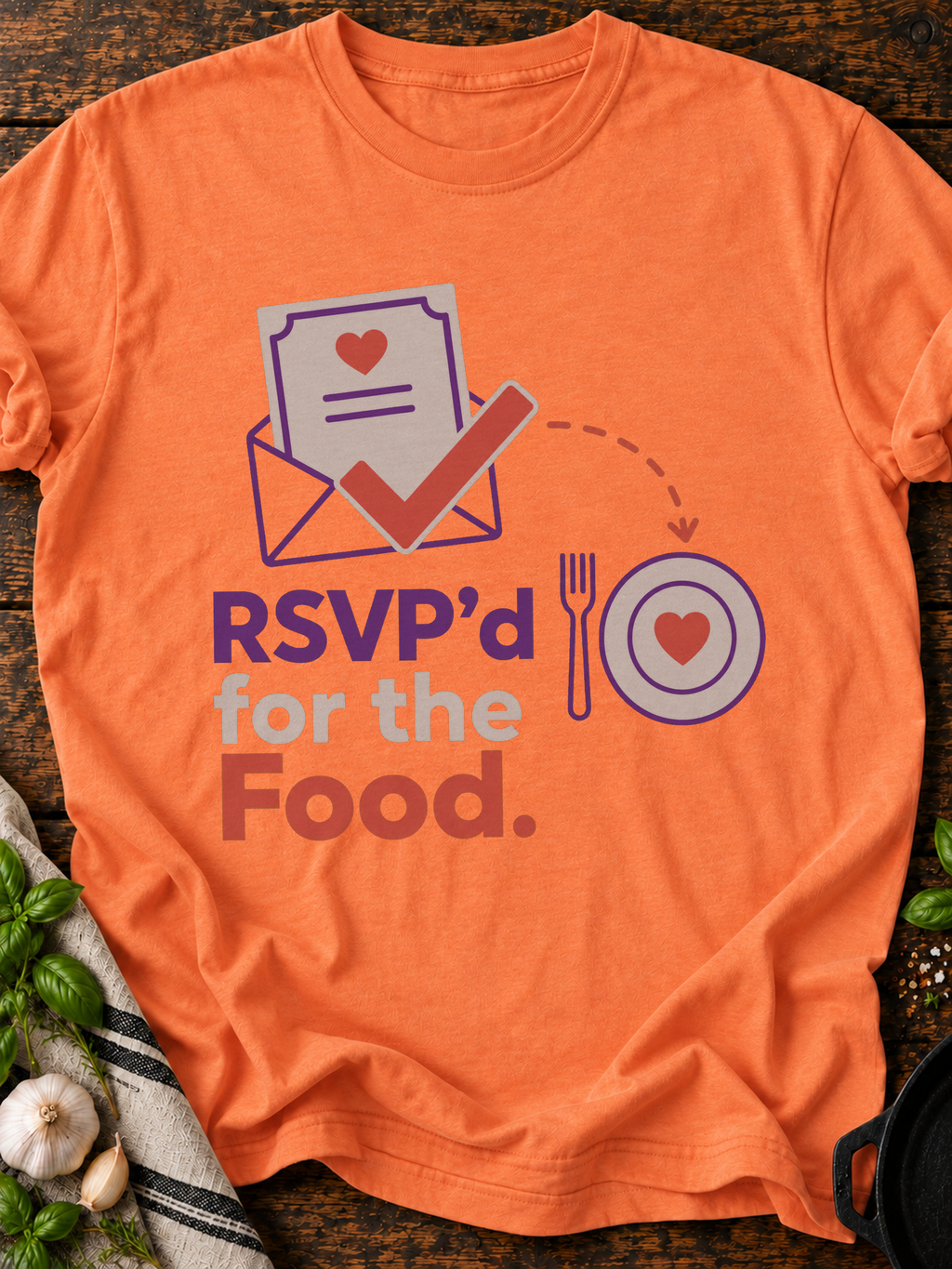 Rsvpd Food T-Shirt - Heather Orange