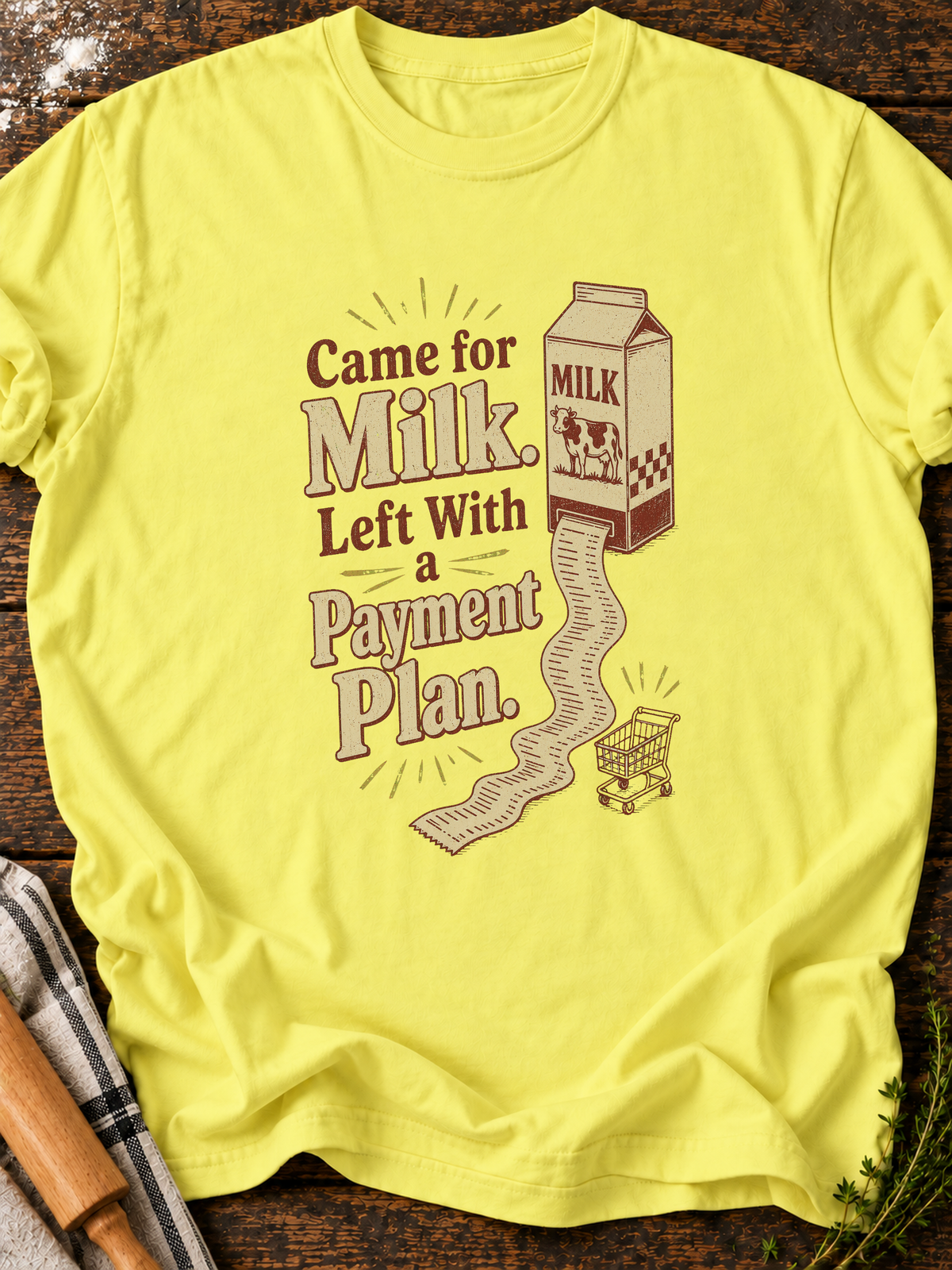 Milk Payment Plan T-Shirt - Cornsilk