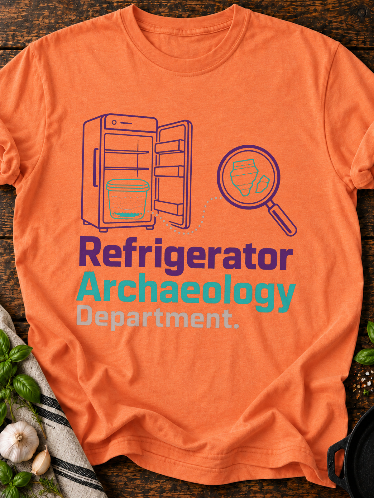 Refrigerator Archaeology T-Shirt - Heather Orange